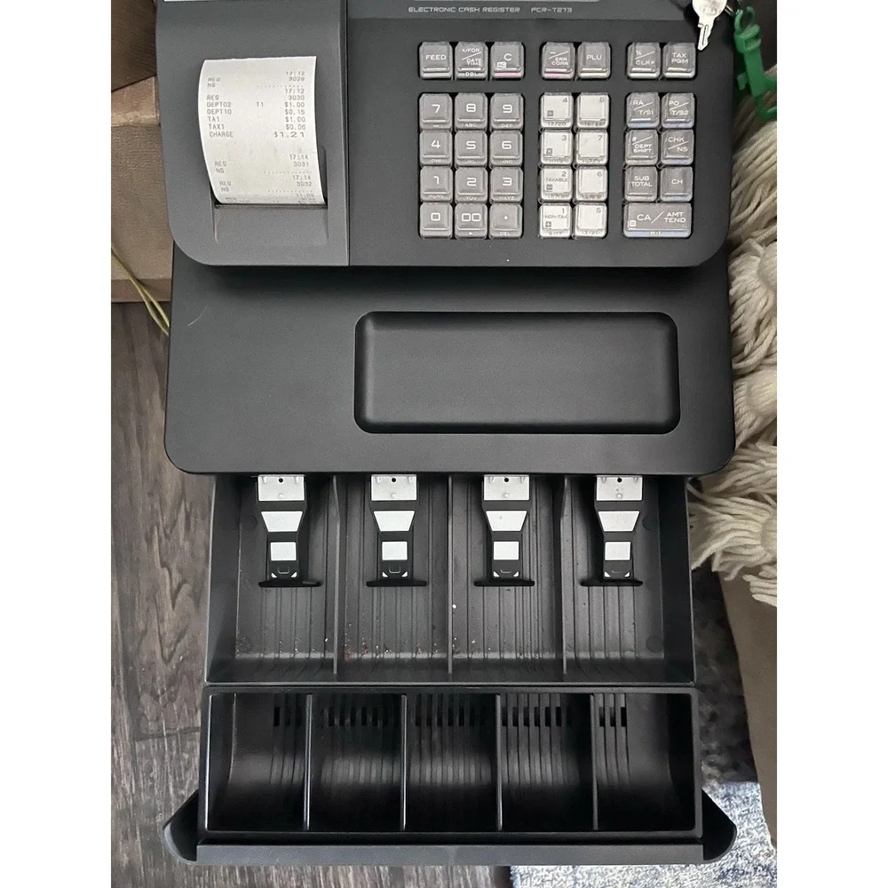 Casio PCR-T273 Electronic Cash Register OP Drawer Keys Tested And Works